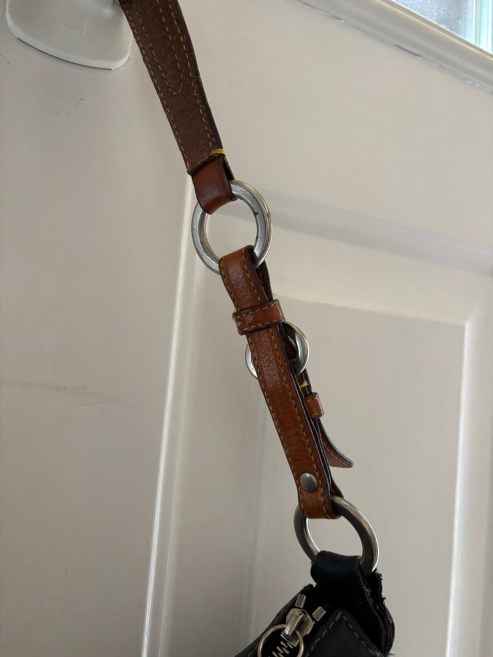 Coach Black Leather Shoulder Bag with Brown Strap - Picture 6 of 9